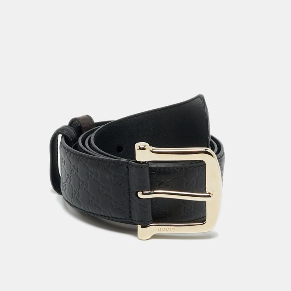 Gucci 90Cm Buckle Belt Guccissima Black Leather